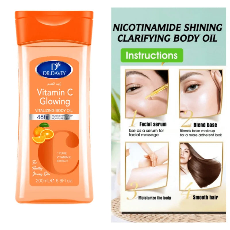 DR.DAVEY Vitamin C Body Treatment & Massage Oil – Deep Moisturizing Glow Booster